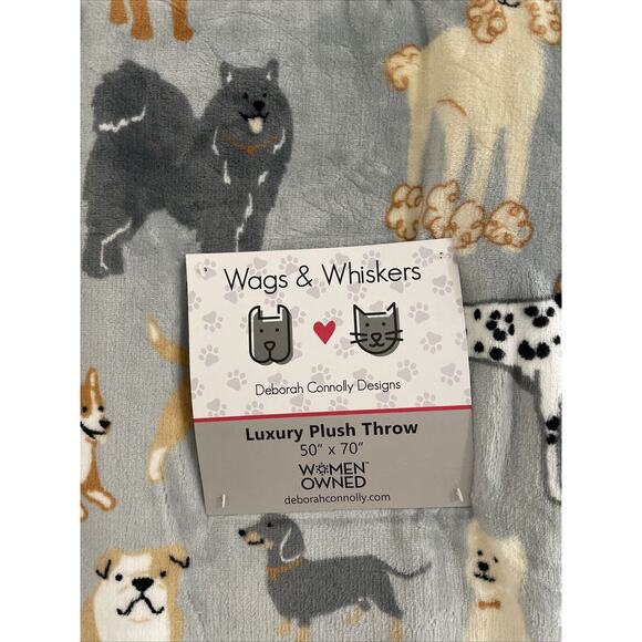 CUTE DOGS 50x70 Plush Throw Blanket Dalmatian Poodle Lab Dachshund Husky Bulldog - Picture 3 of 3